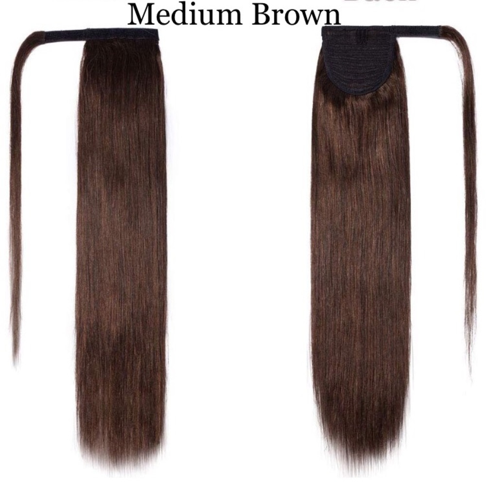 16” Wrap Around Human Hair Ponytail Extensions - Picture 2 of 8